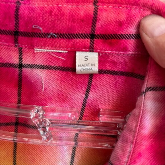 Upcycled reimagined rainbow colorful flannel boho blouse - Picture 7 of 8